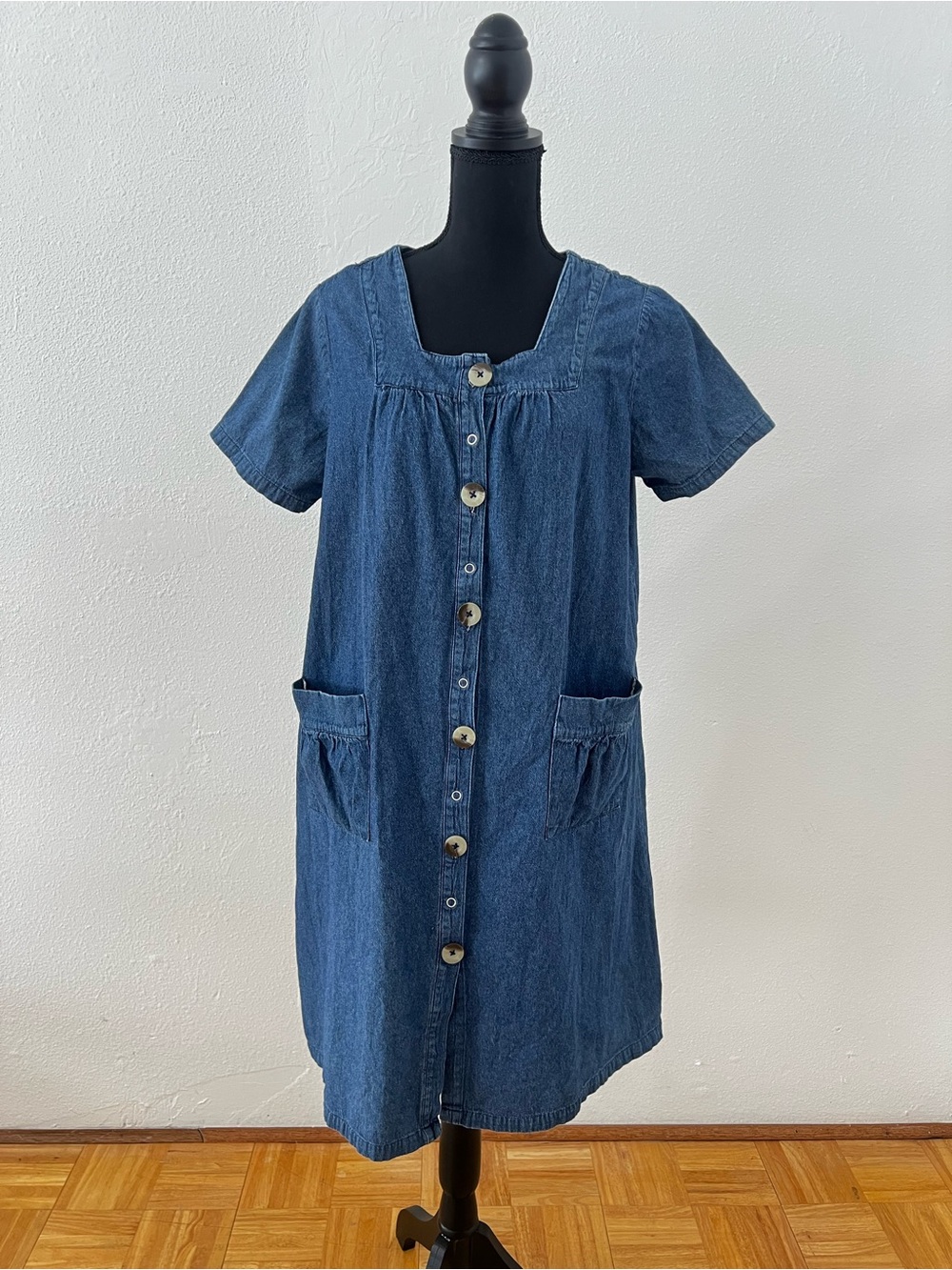 90s Teachercore Denim House Dress Chore Dress Cottagecore Farmcore Size L